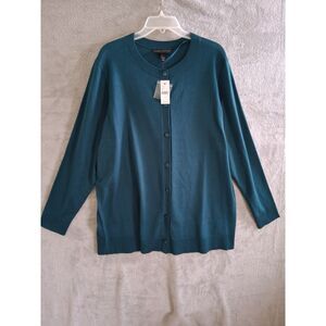 Lane Bryant Cardigan Sz 18 Dark Forrest Green Academia Preppy Office‎ Casual New